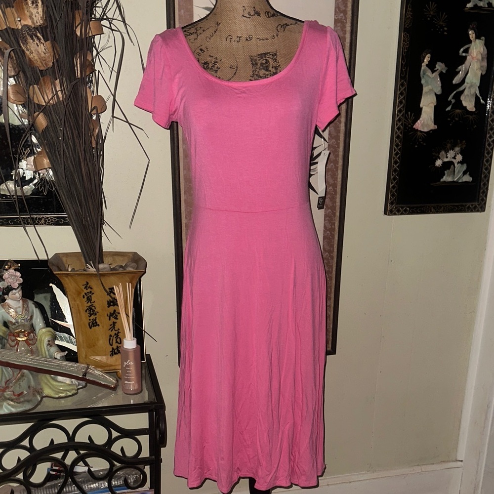 Vibrant Pink Scoop Neck Dress